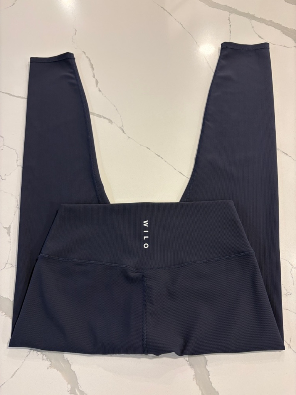 Wilo Ribbed High Waisted Leggings ~ Large ~ Navy - Picture 4 of 8